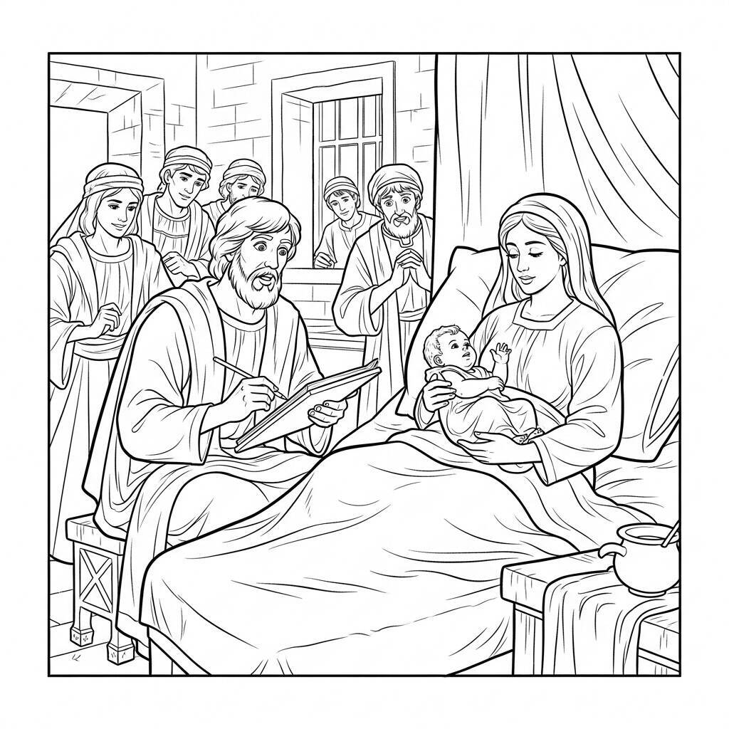 Coloriage La Naissance de Jean-Baptiste
