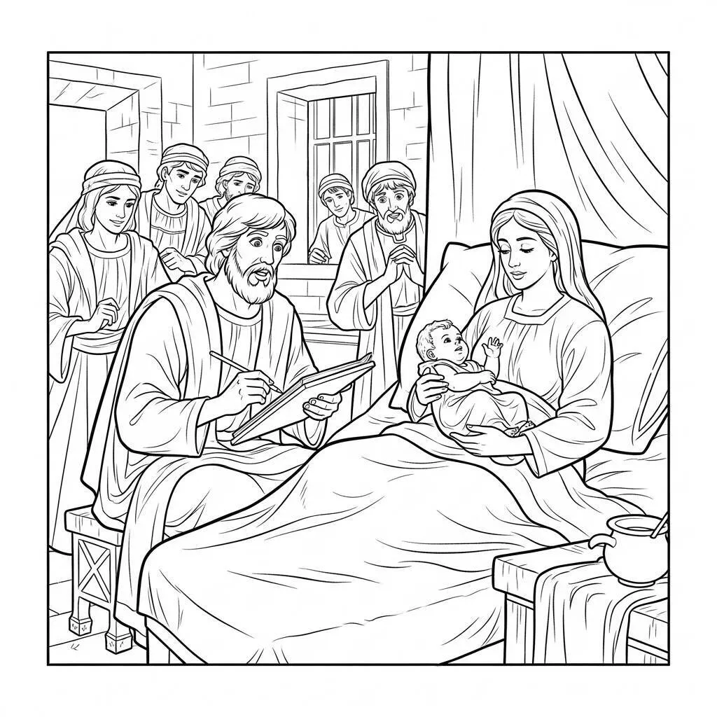 Desenho-de-O-Nascimento-de-Joao-Batista-para-Colorir Desenho de O Nascimento de João Batista para Colorir