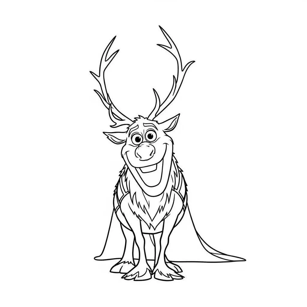 Desenho de Olaf e Sven juntos para Colorir