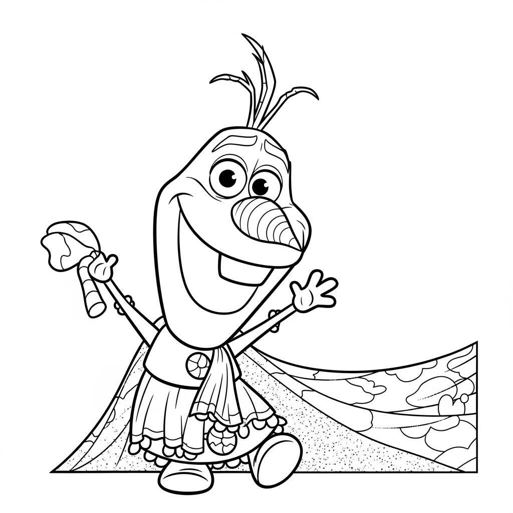 Desenho de Olaf se divertindo no verão para Colorir