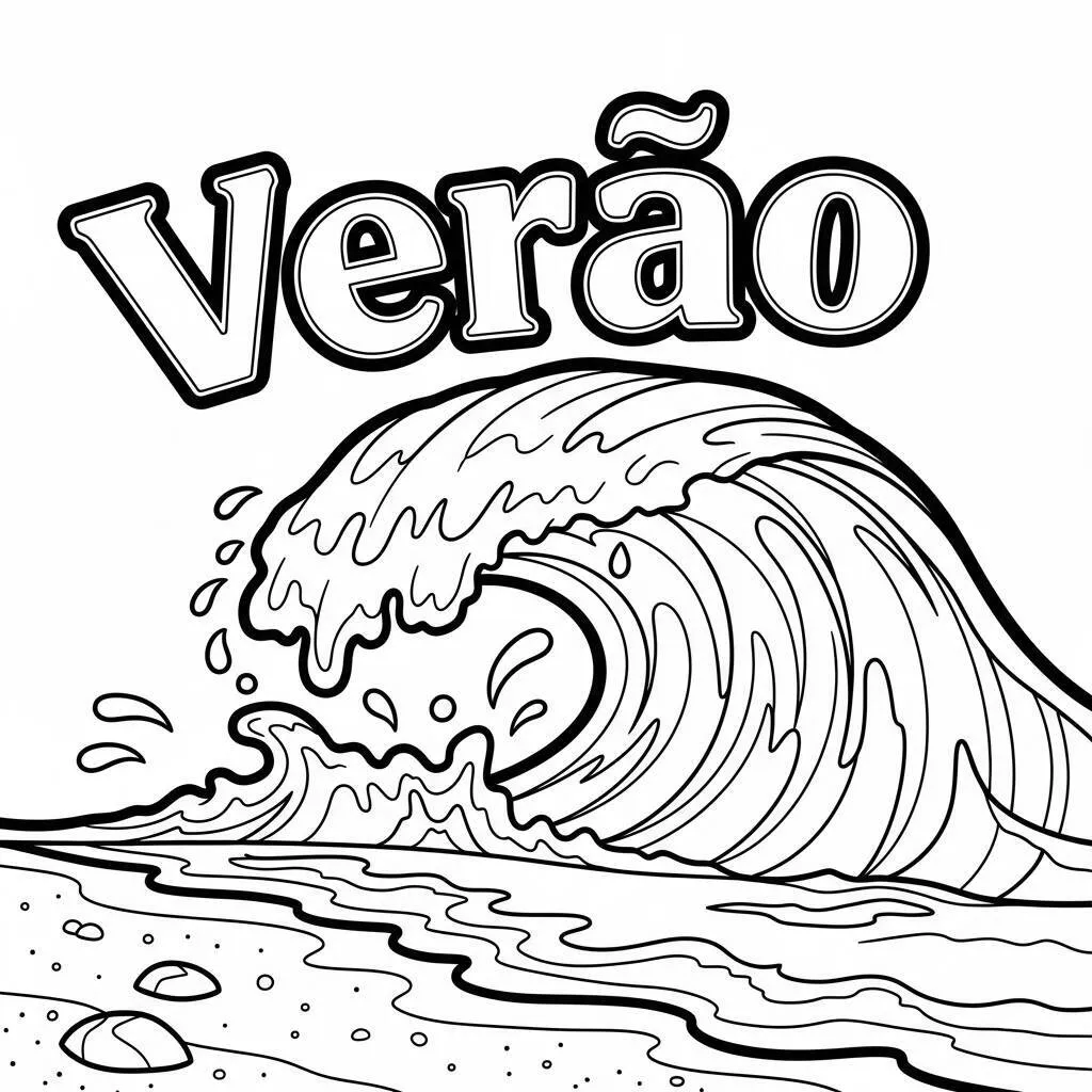 Desenho de Onda do Mar para Colorir