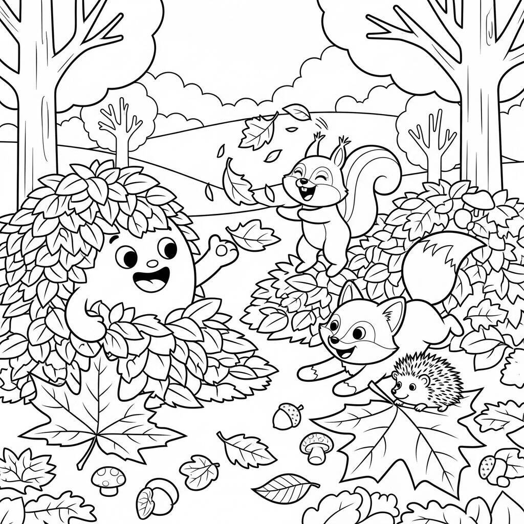 Cute Autumn Coloring Page