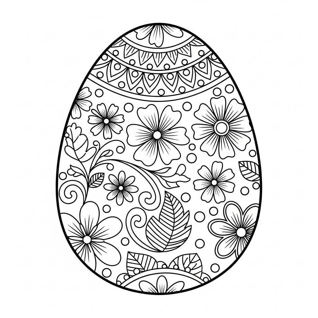 Desenho de Ovo de Páscoa Decorado para Colorir