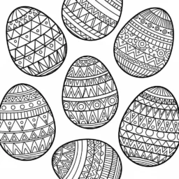 Easter Eggs Drawing with Geometric Patterns to Color