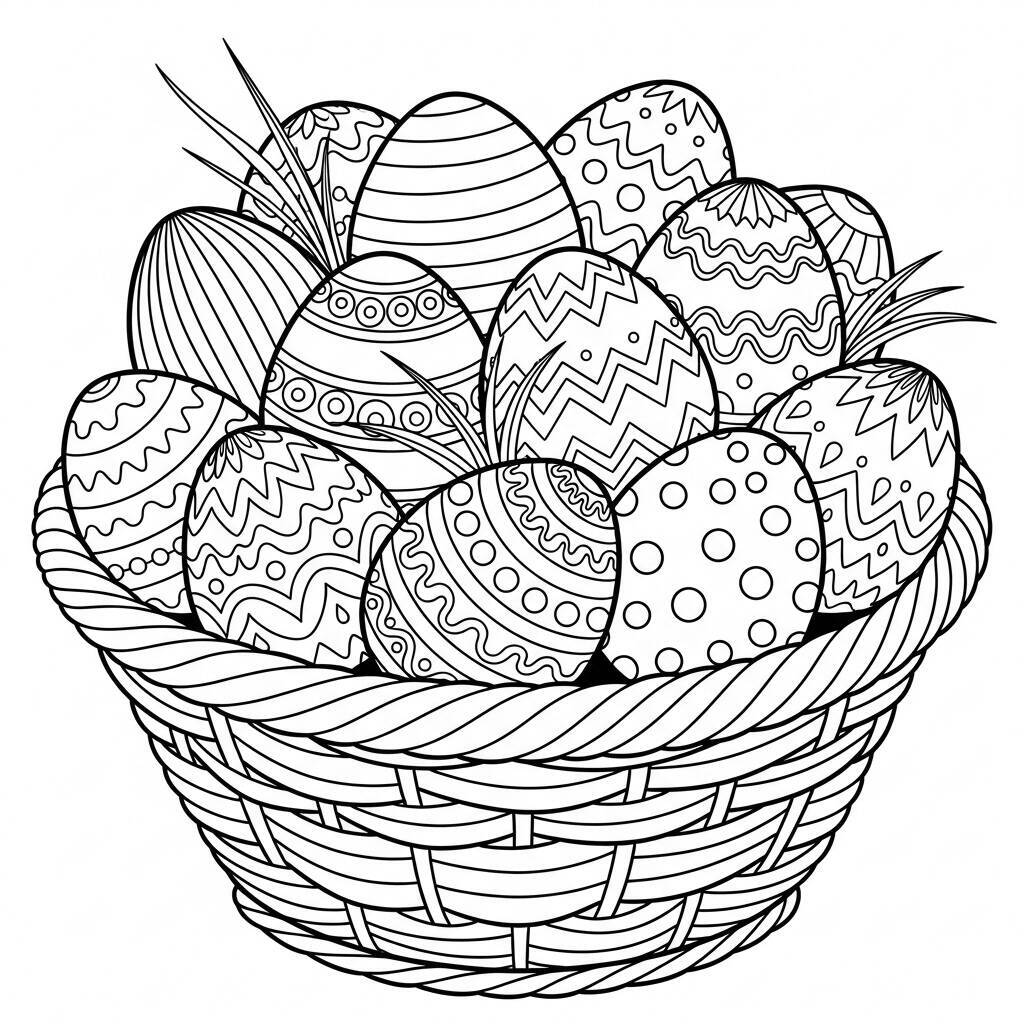 Desenho de Ovos de Páscoa para Colorir