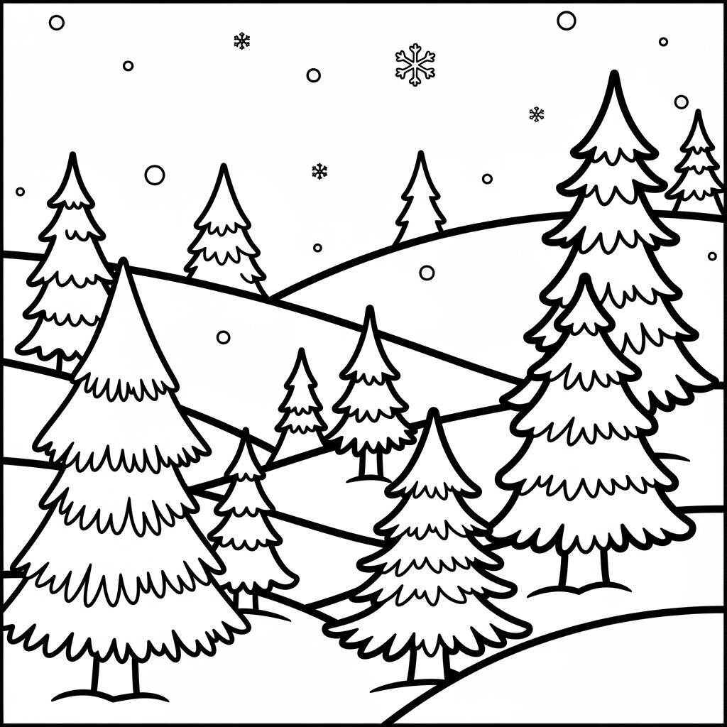 Desenho de Paisagem Natalina para Colorir