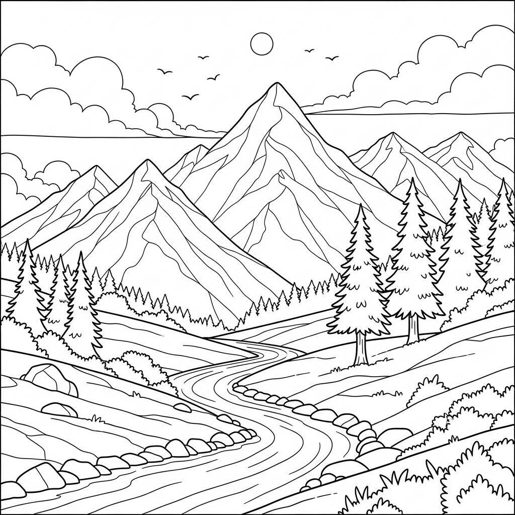 Desenho de Paisagem para Colorir