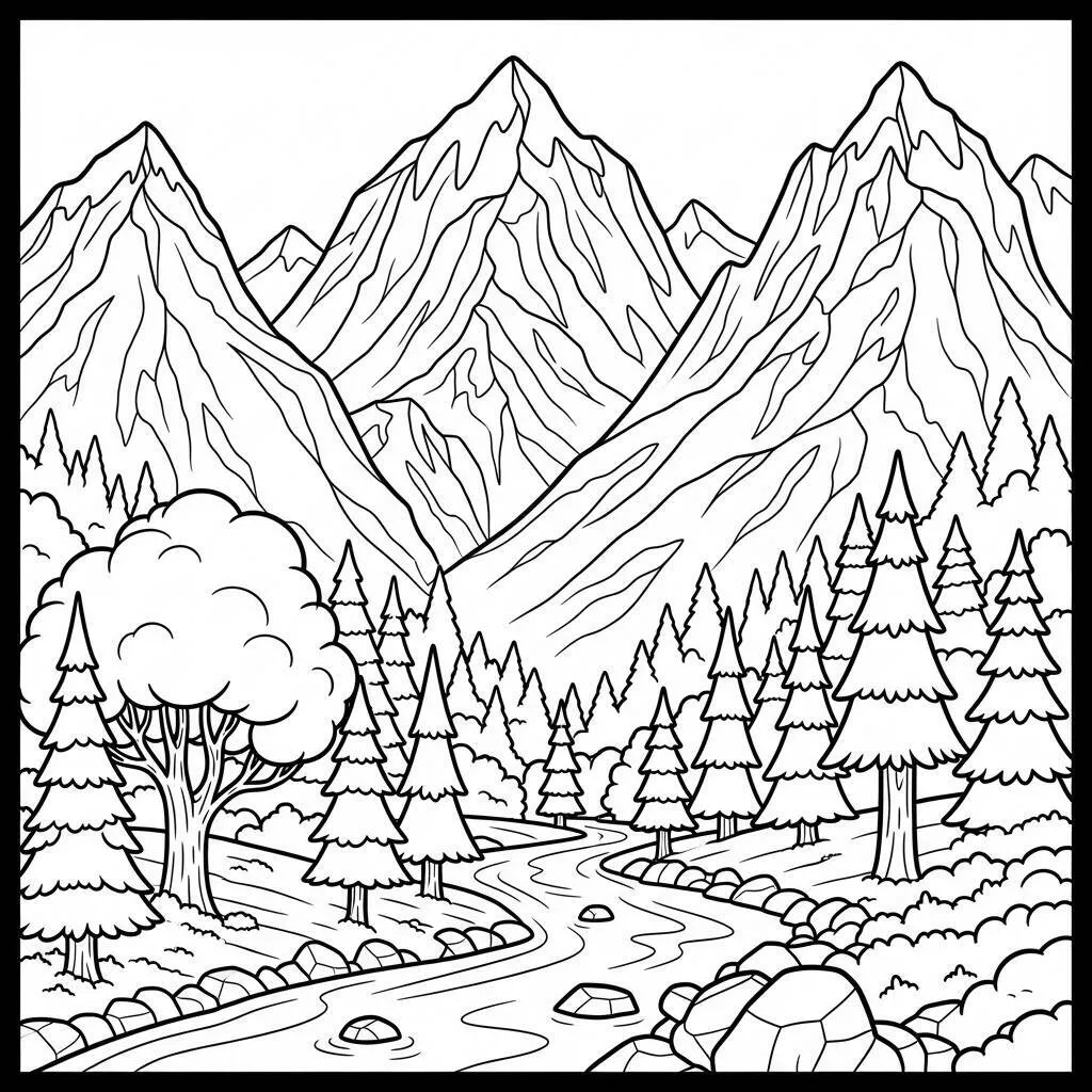 Desenho de Paisagens Naturais para Colorir