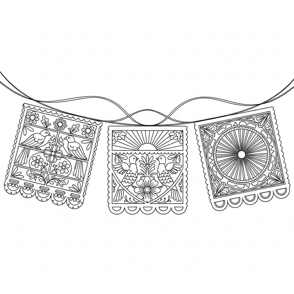 Desenho de Papel Picado para Colorir