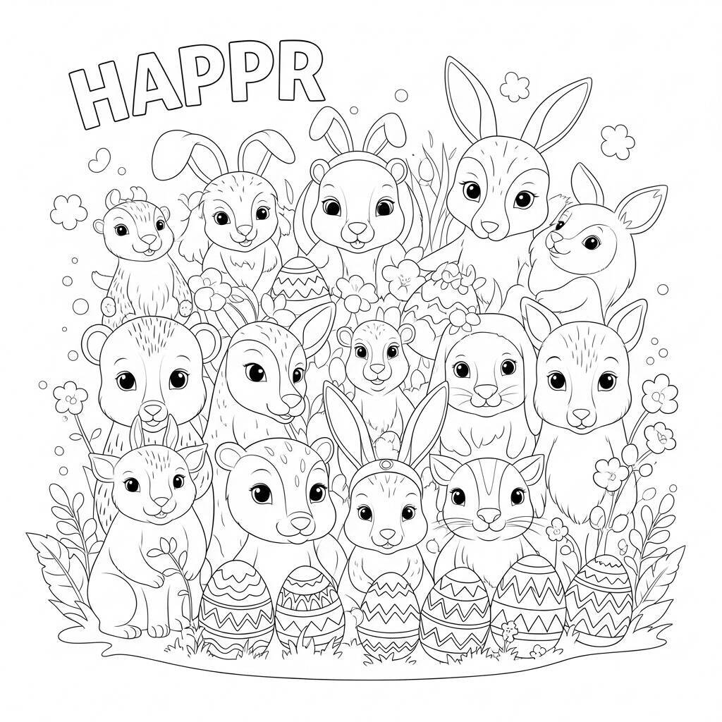 Página para colorear de Pascua con animales