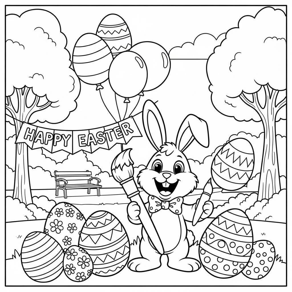Ostern-Malseite mit Luftballons