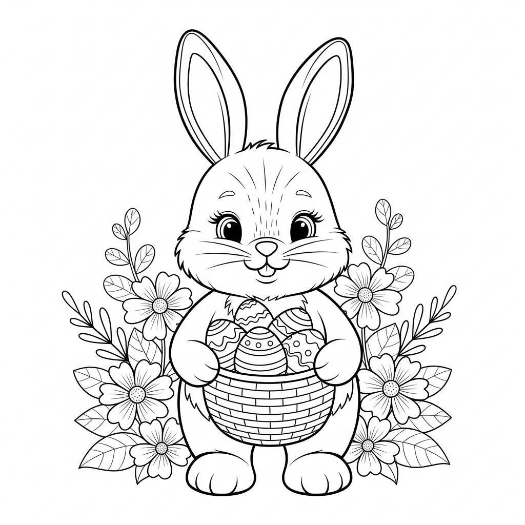 Coloriage de Pâques avec un lapin