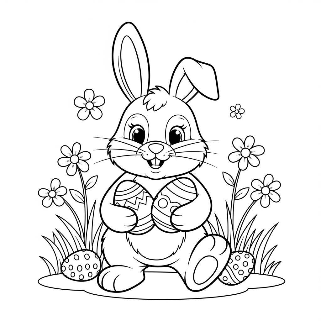 Easter with Rabbit coloring page