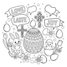 Dibujo de Pascua con Mensajes de Paz para Colorear