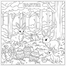 Easter in the Forest Coloring Page