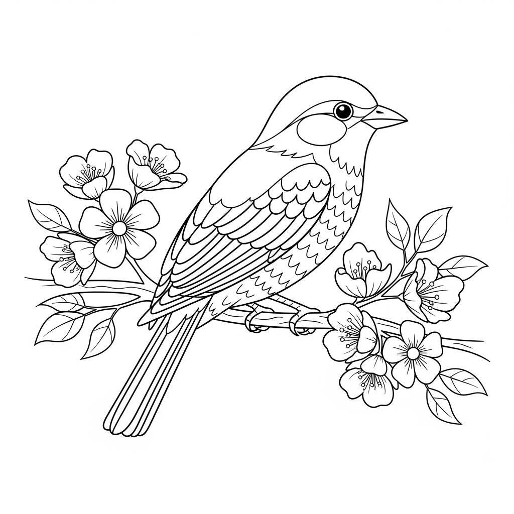 Desenho de Pássaro Colorido para Colorir