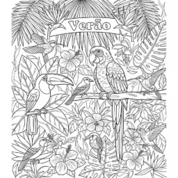 Página para colorear de aves tropicales