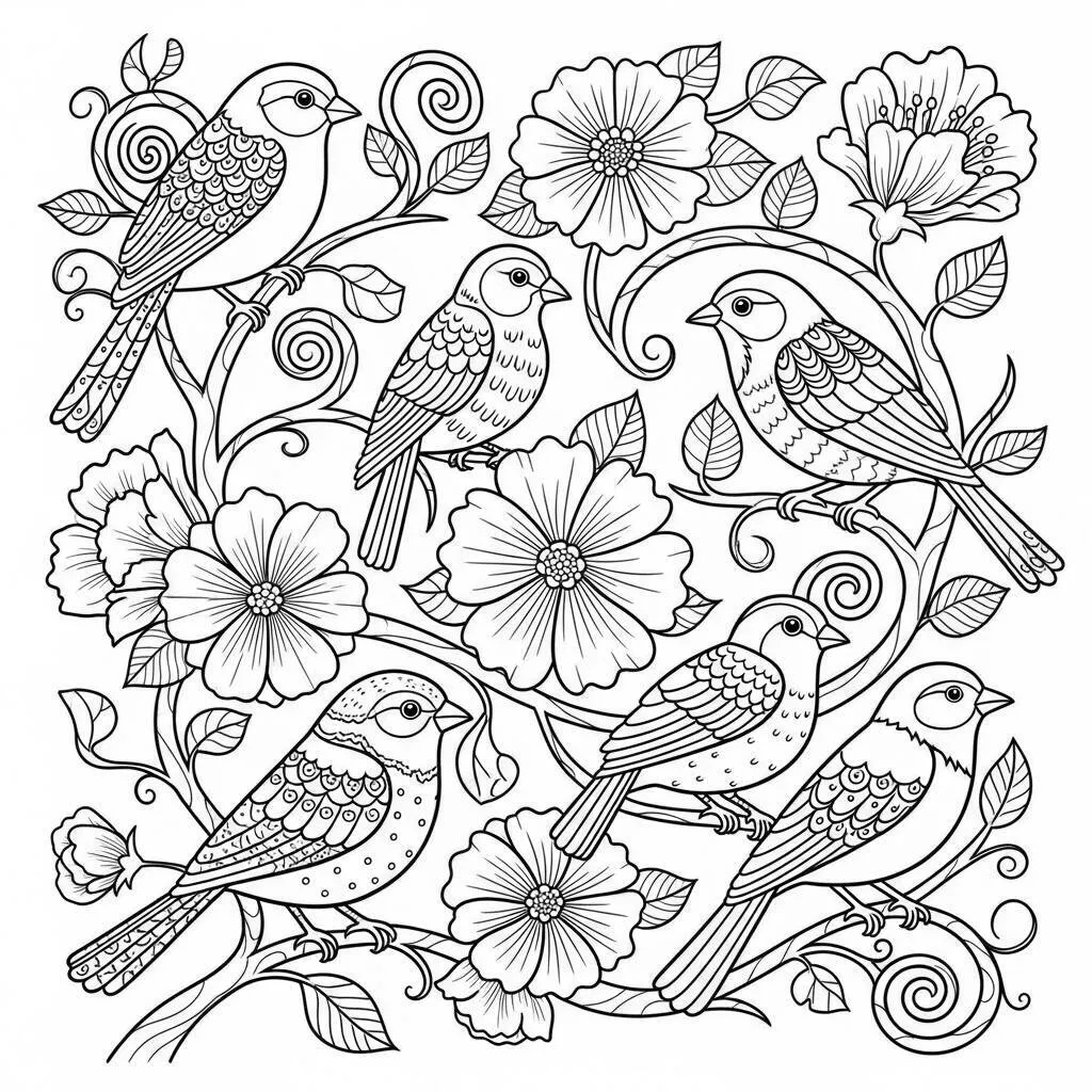 Desenho de Pássaros para Colorir