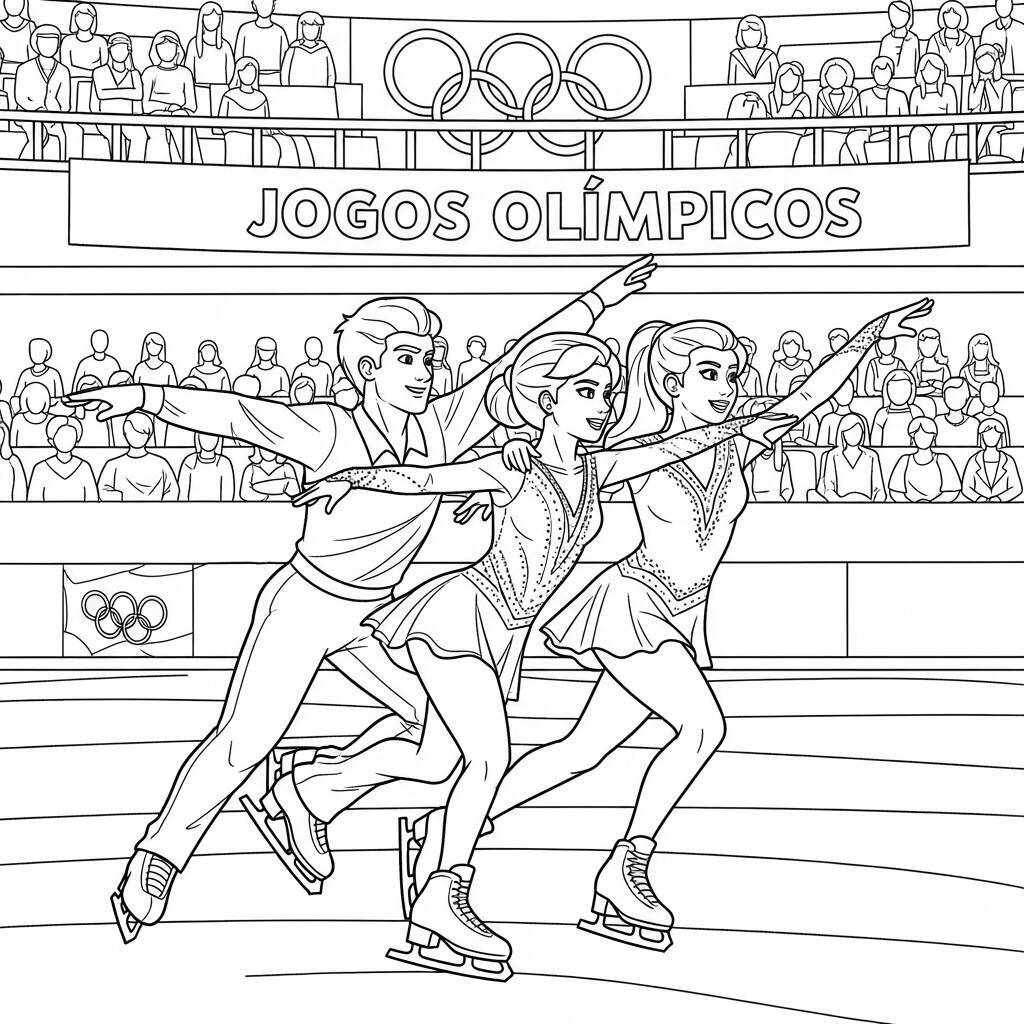 Desenho de Patinação Artística para Colorir