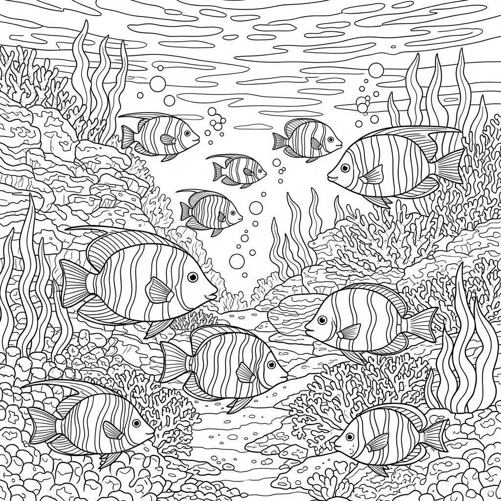 Coloriage de poissons colorés