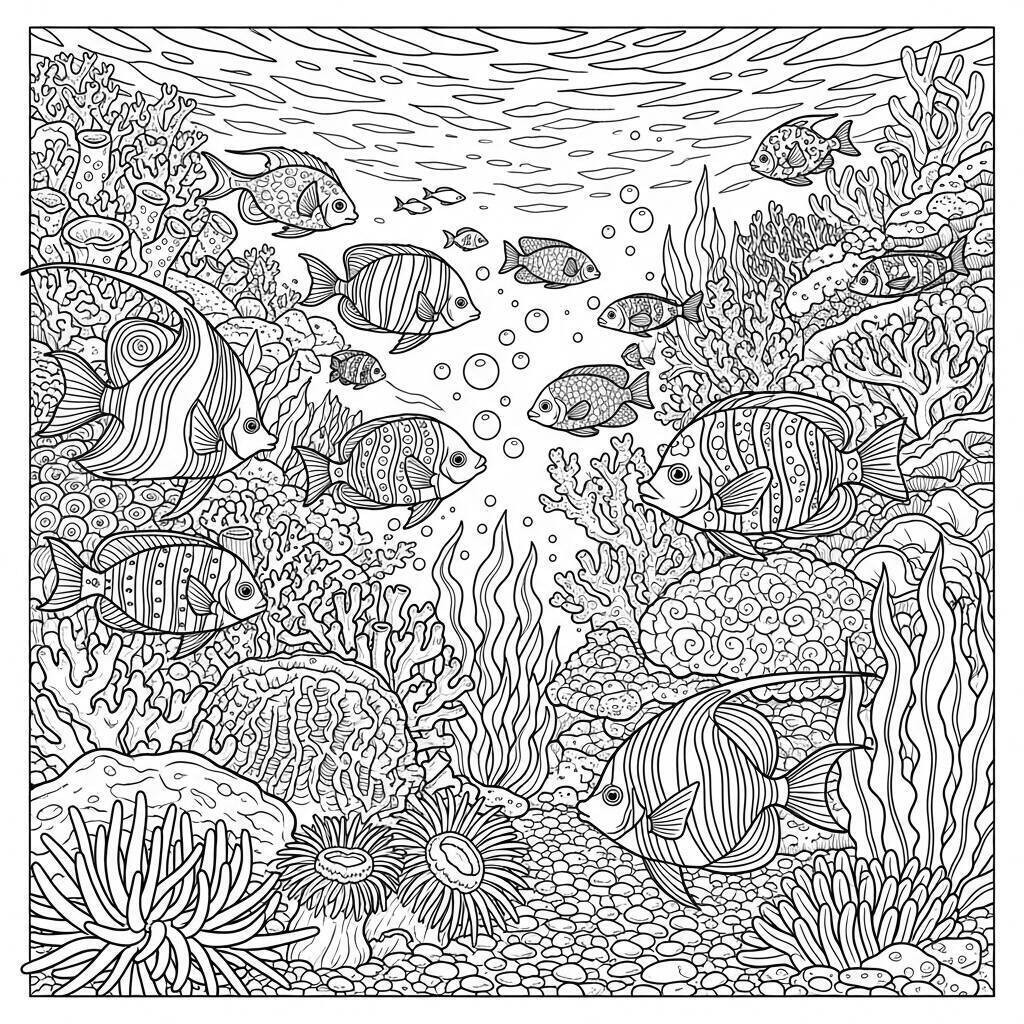 Coloriage de poissons tropicaux
