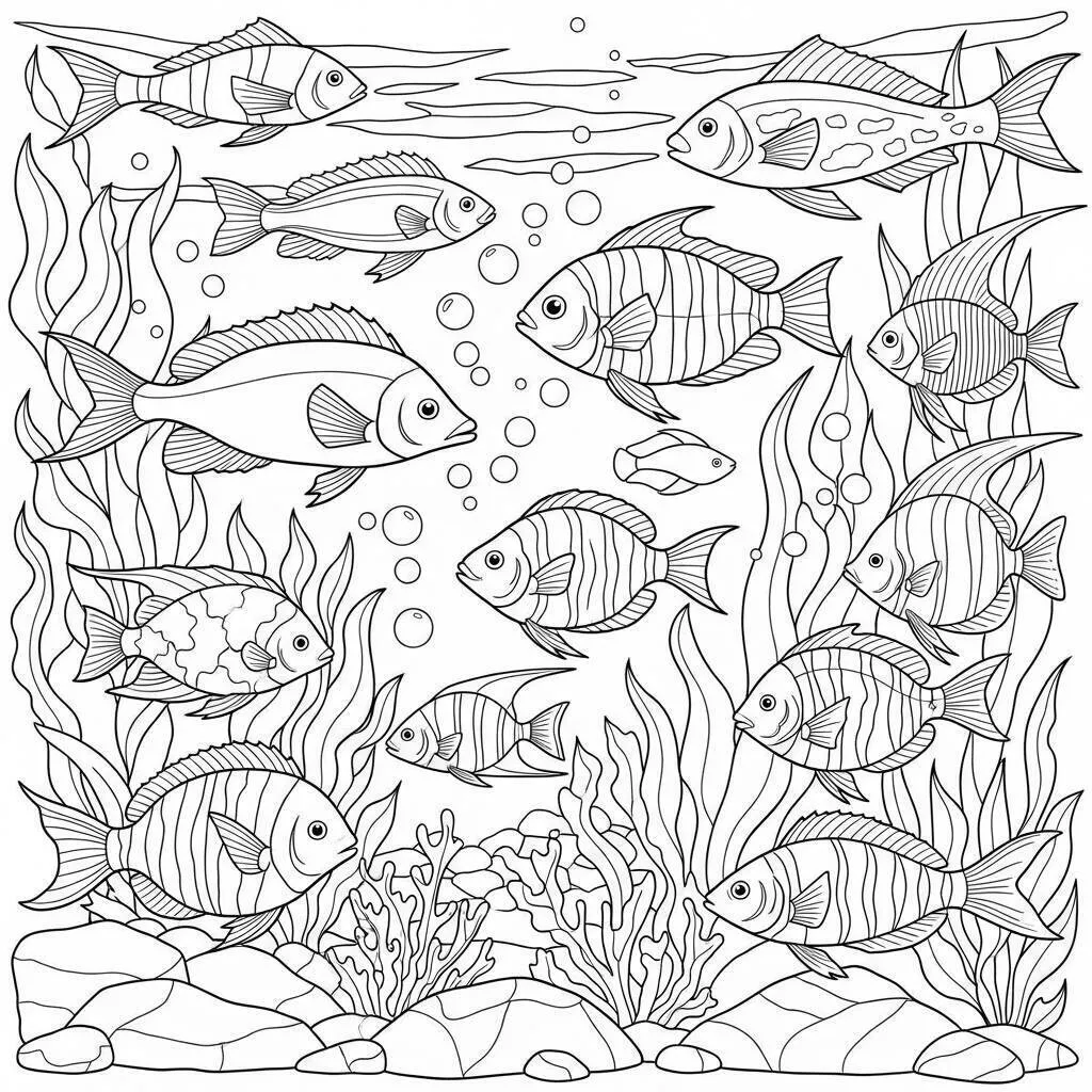 Desenho de Peixe do Mar para Colorir
