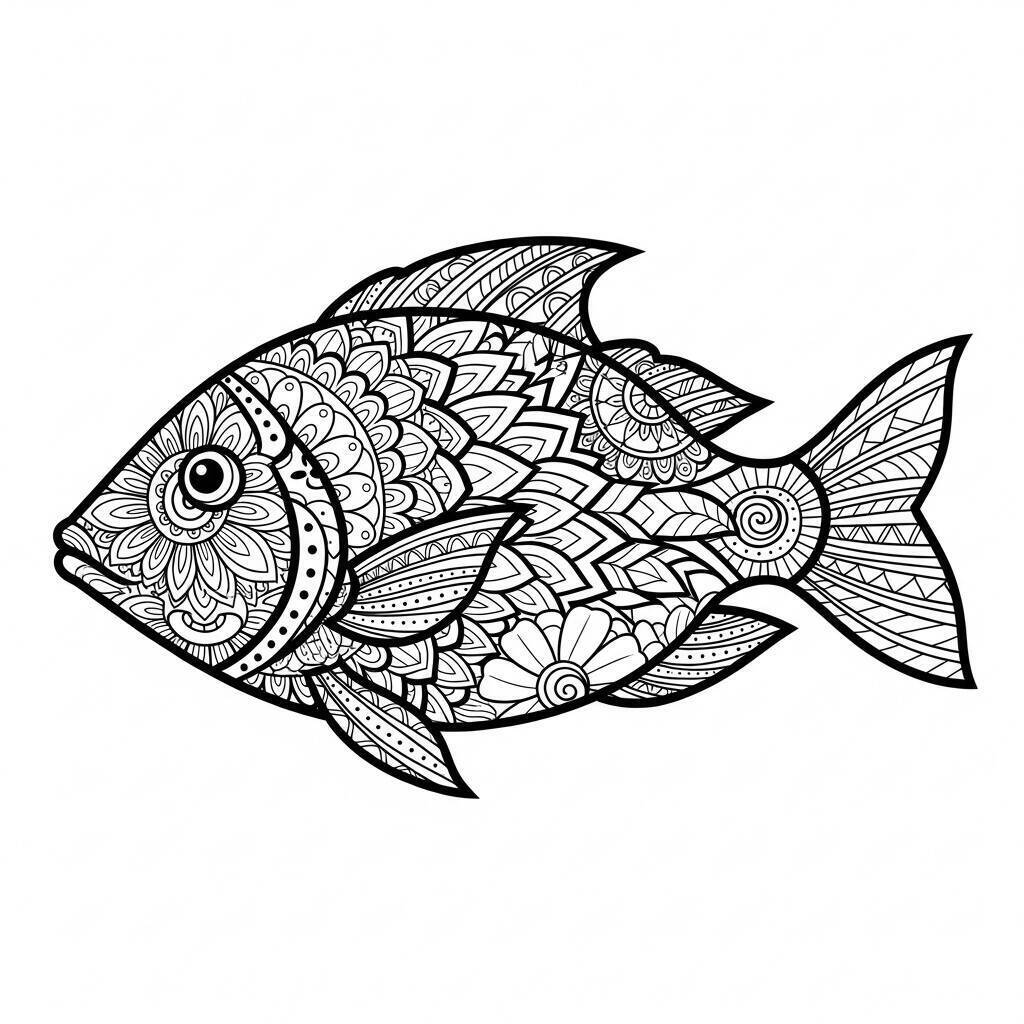 Coloriage de poisson pour adultes