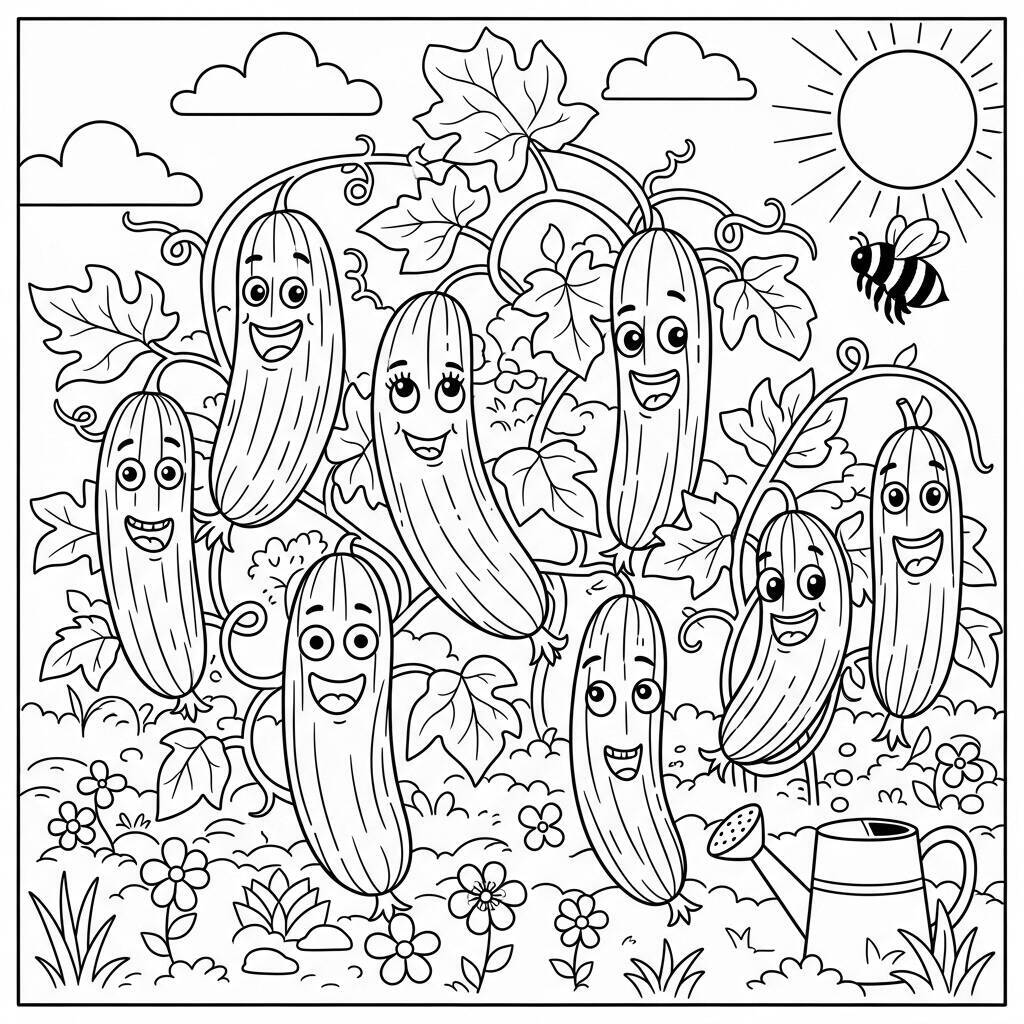 Desenho de Pepinos para Colorir