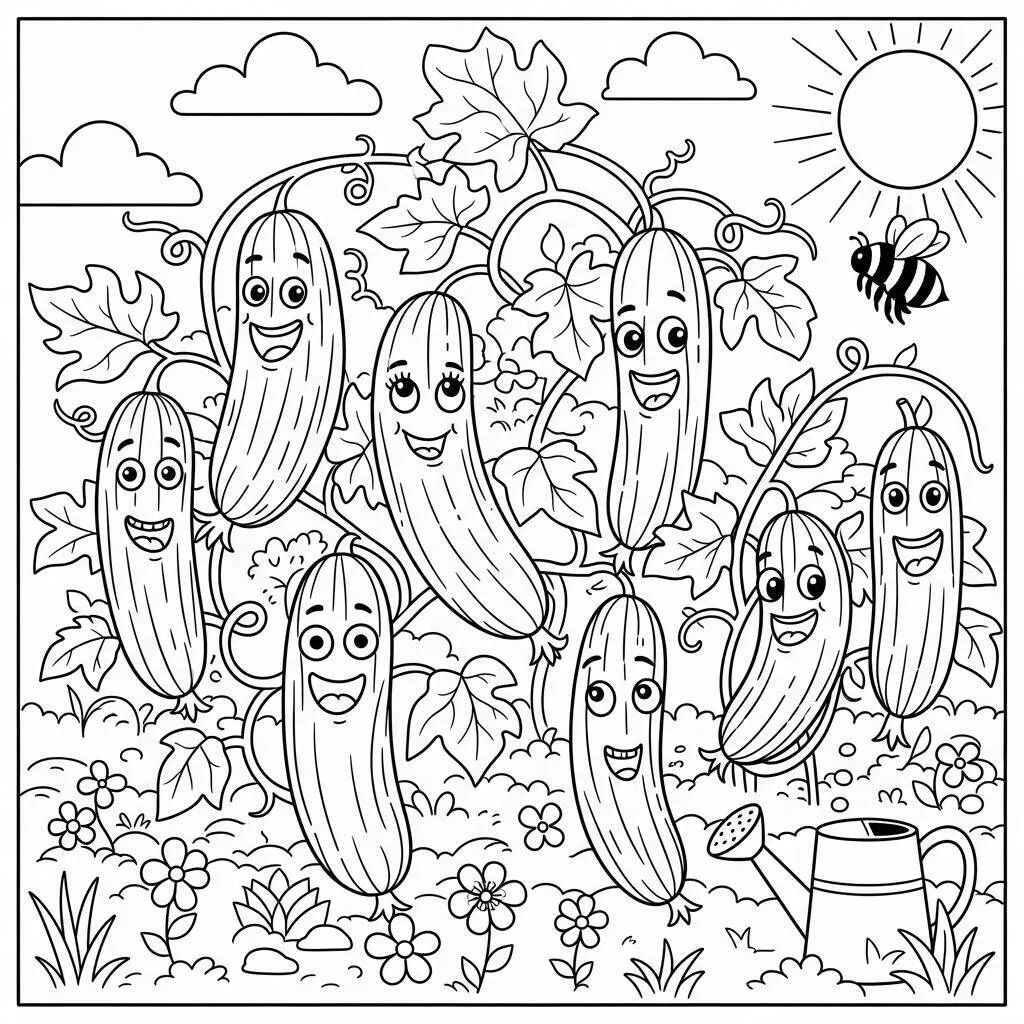 Desenho de Pepinos para Colorir