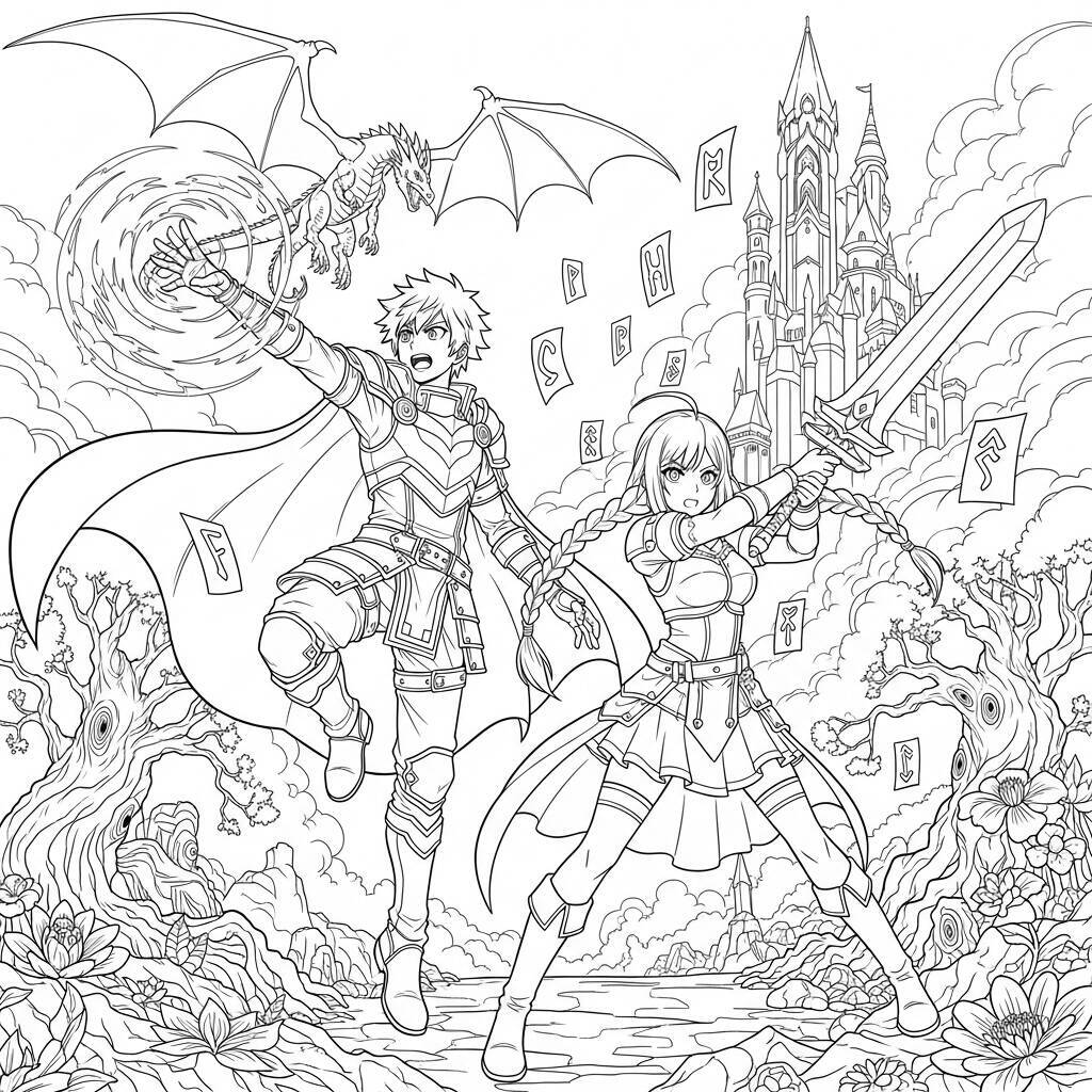 Desenho de Personagens Anime para Colorir