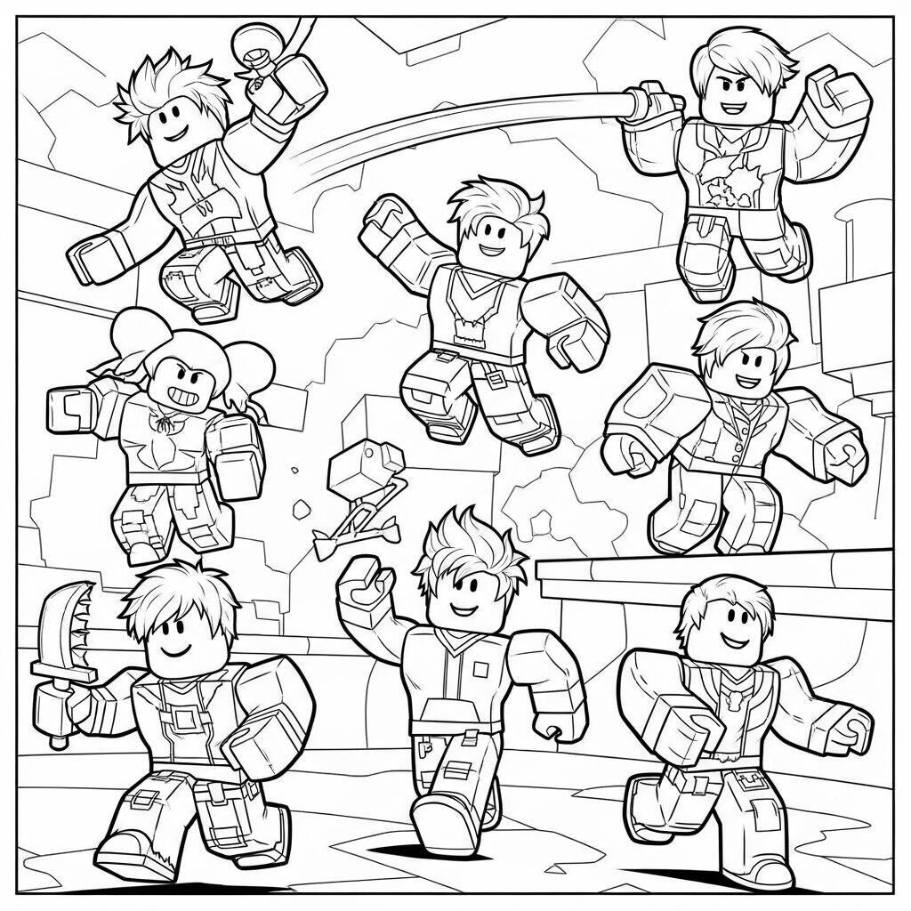 Desenho de Personagens do Roblox para Colorir