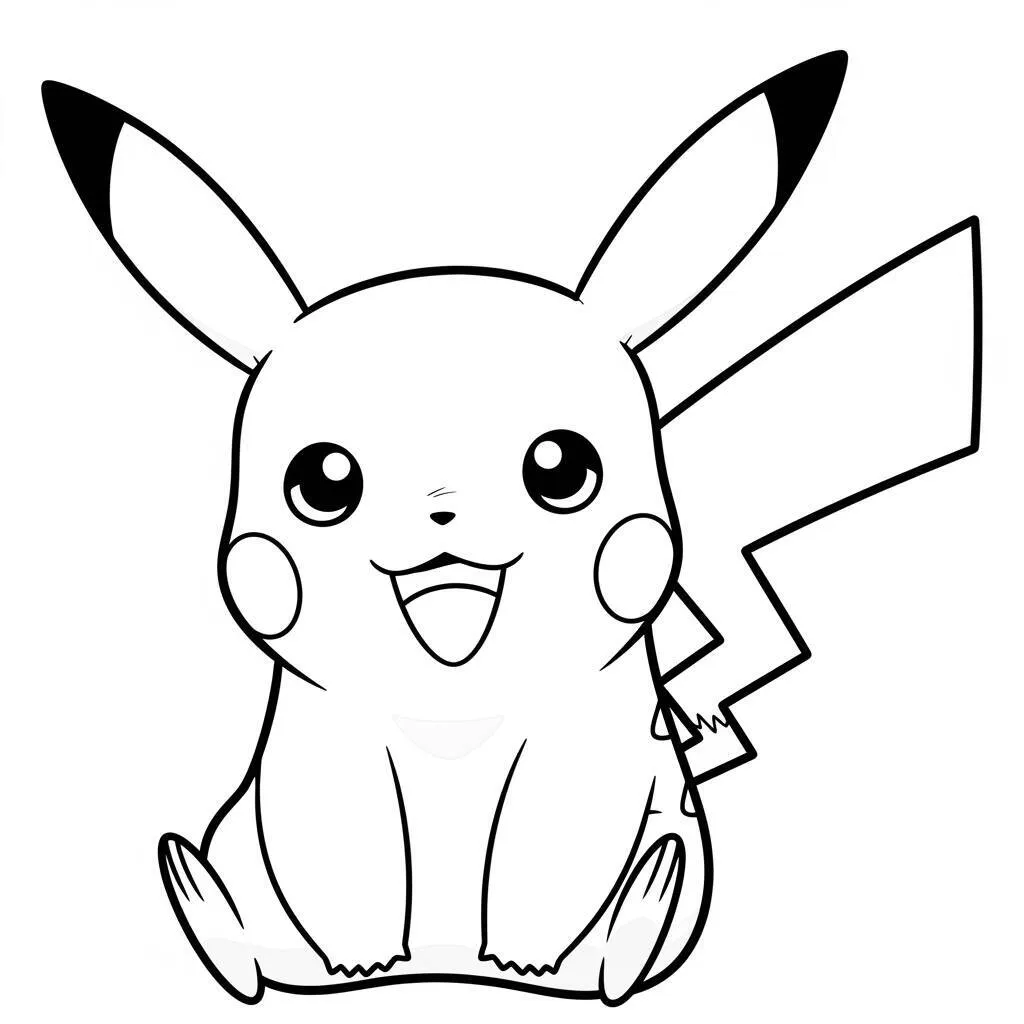 Desenho de Pikachu Kawaii para Colorir