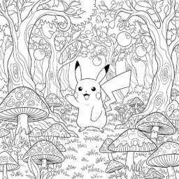 Malvorlage Pikachu im Wald