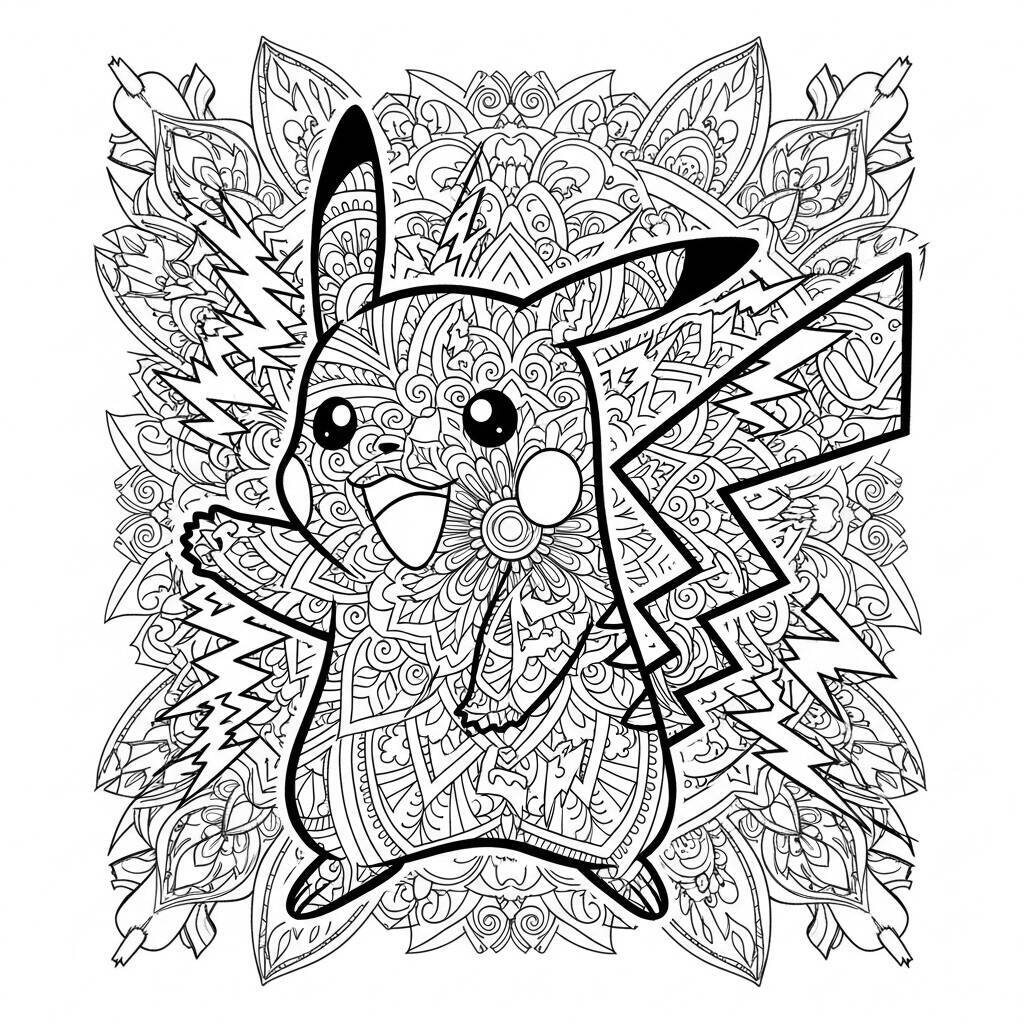 Desenho de Pikachu para Adultos para Colorir