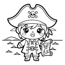 Kawaii Pirate Coloring Page