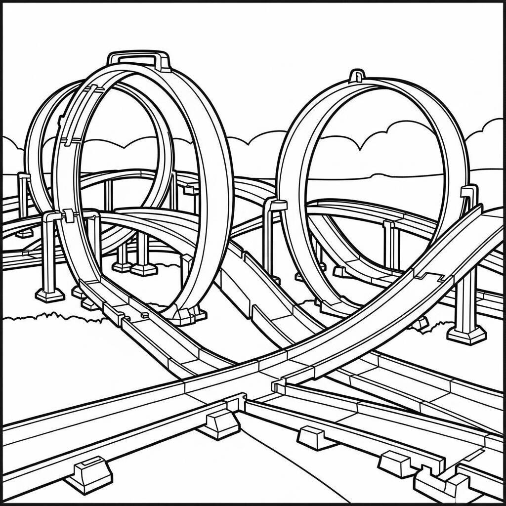 Desenho de Pista Hot Wheels para Colorir