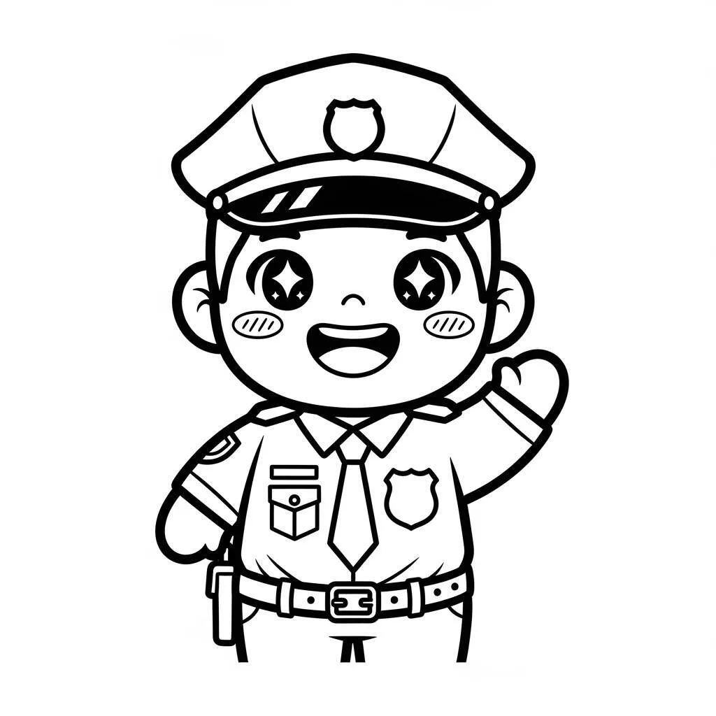 Desenho de Polícia Kawaii para Colorir