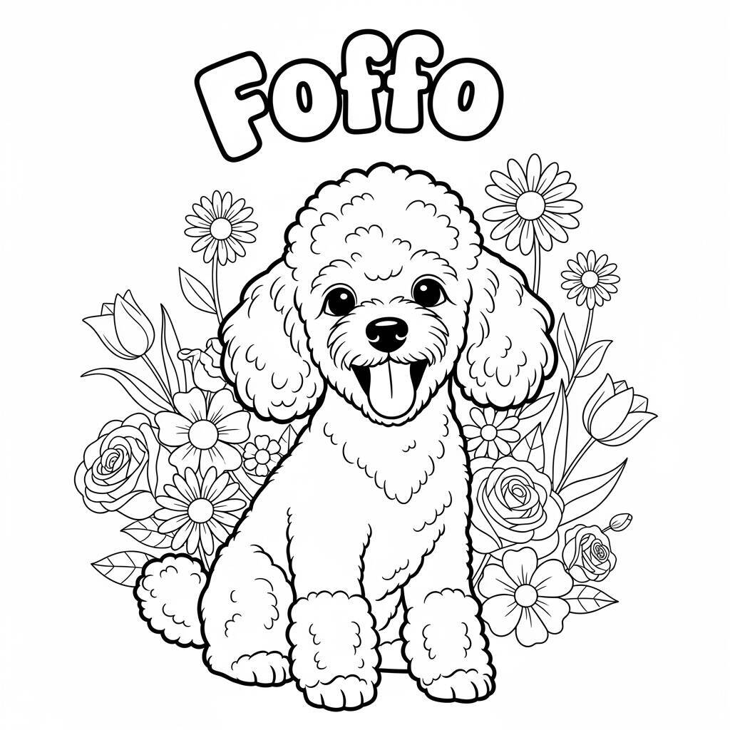 Desenho de Poodle Fofo para Colorir