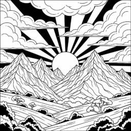 Desenho de Pôr do Sol para Colorir
