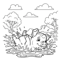 Coloriage cochon et boue