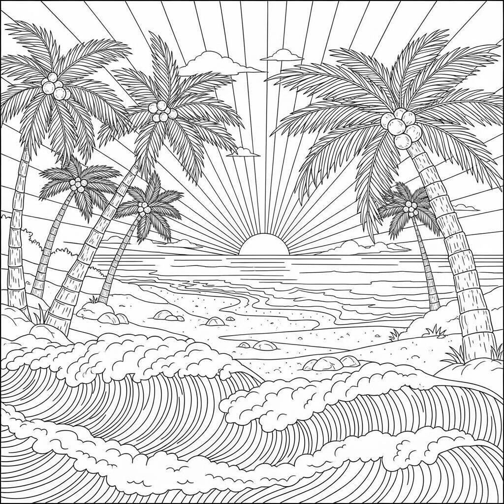 Desenho de Praia para Colorir