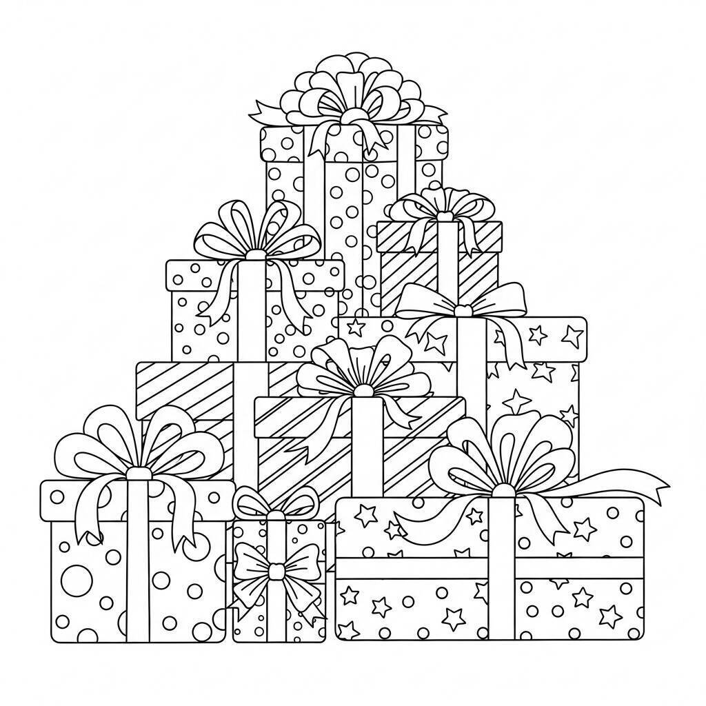 Coloriage de cadeaux de Noël