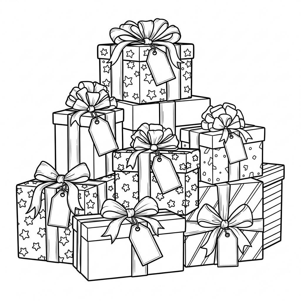 Coloriage de cadeaux de Noël