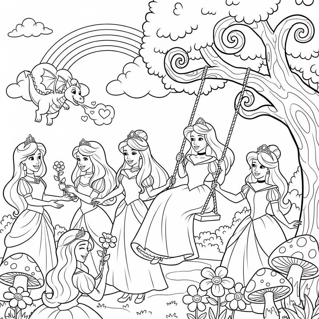 Coloriage Princesses et Amitié