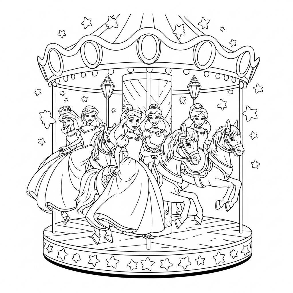 Coloriage Princesses et Carrousels
