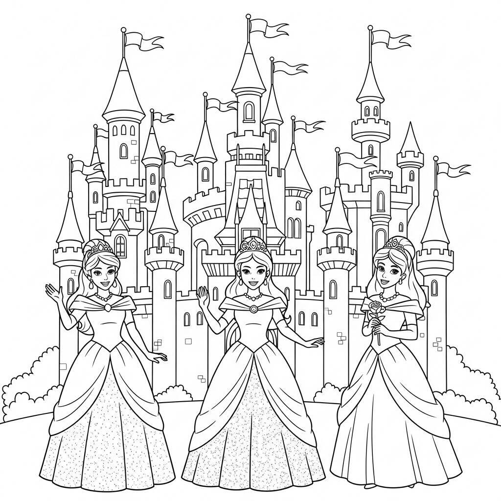 Coloriage Princesses et Châteaux