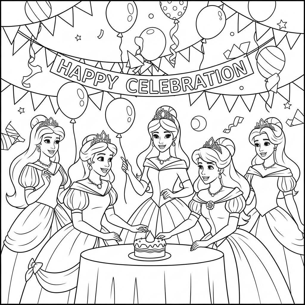 Coloriages Princesses et fêtes