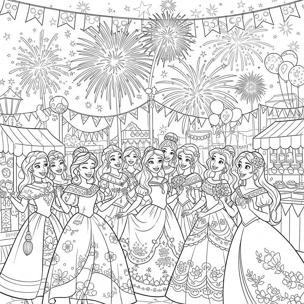 Coloriage Princesses et Festivals
