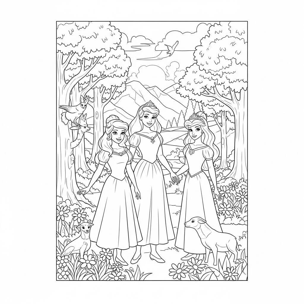 Coloriage Princesses et Nature