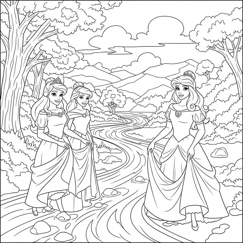 Coloriage Princesses et Rivières